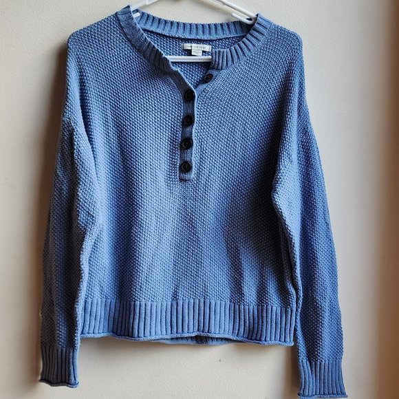 American Eagle Outfitters Cornflower Blue Half-Button Down Sweater Size Medium - Picture 8 of 16